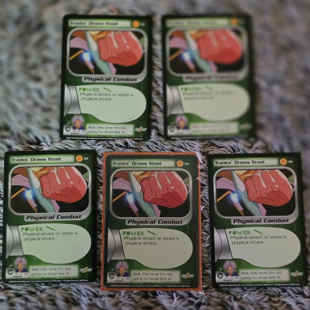 Lot of 5 Dragon Ball Z TCG Trunks Draws Steel 92 Trunks Saga Score 2001 Cards